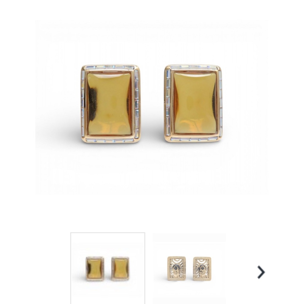 Yves Saint Laurent Cabochon Rectangular Earrings - image 2
